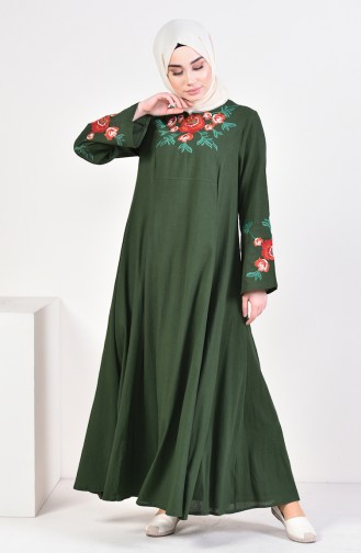 Gauze Fabric Embroidered Dress 0700-01 Green 0700-01