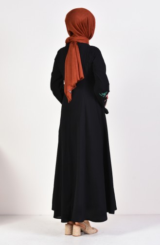 Şile Bezi Nakışlı Elbise 0700-03 Siyah