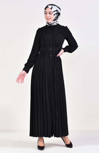 فستان بتصميم كسرات  28410-01 لون أسود 28410-01