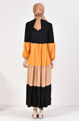 فستان بتصميم كسرات 3097-01 لون أسود 3097-01