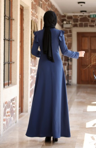 Navy Blue Hijab Dress 3229-07