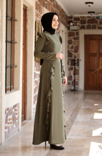 Khaki Hijab Kleider 3229-06