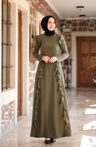 Khaki Hijab Kleider 3229-06