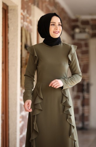 Khaki Hijab Kleider 3229-06