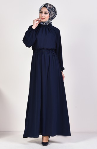 Elastic Summer Dress 1046B-01 Navy Blue 1046B-01