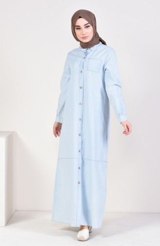 Buttoned Jeans Dress 4032-01 Light Blue 4032-01