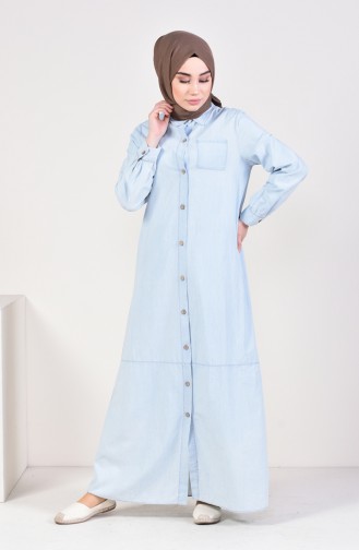 Buttoned Jeans Dress 4032-01 Light Blue 4032-01