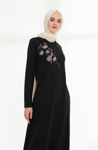 Embroidery Detailed Dress 5011-01 Black 5011-01