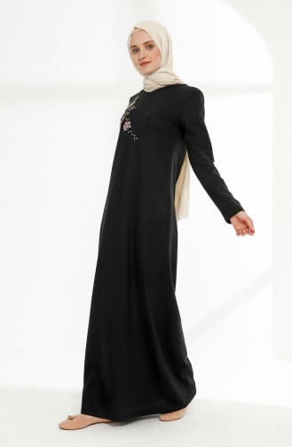 Nakış Detaylı Elbise 5011-01 Siyah 5011-01