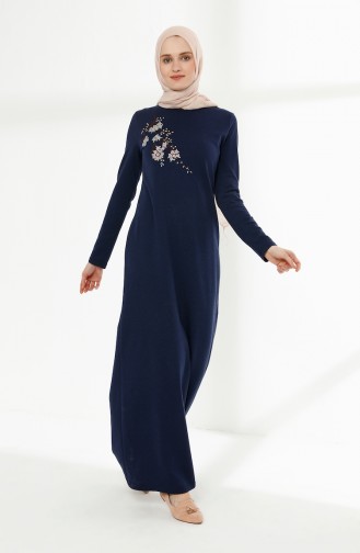 Embroidery Detailed Dress 5011-03 light Navy 5011-03