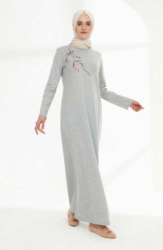 Embroidery Detailed Dress 5011-07 Gray 5011-07