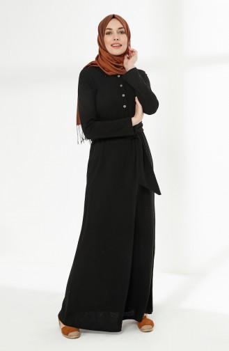 Schwarz Hijab Kleider 5048-06