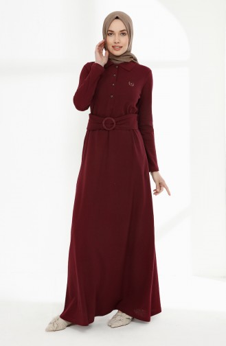 Belted Polo Collar Dress 5048-08 Plum 5048-08