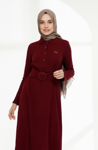 Belted Polo Collar Dress 5048-08 Plum 5048-08