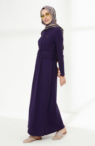Belted Polo Collar Dress 5048-11 Purple 5048-11