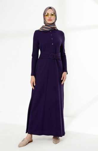 Belted Polo Collar Dress 5048-11 Purple 5048-11