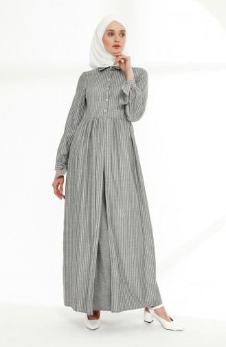 فستان موصول بقطعة مُزين بتفاصيل عند الأكمام  9015-03 لون أسود 9015-03