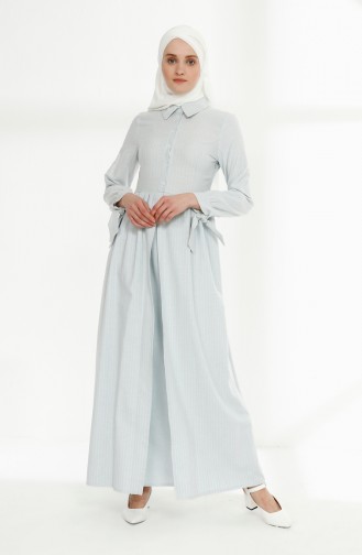 Sleeve Detailed Suit Looking Dress 9015-06 Baby Blue 9015-06