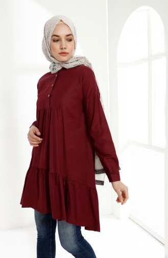 Büzgülü Asimetrik Tunik 9038-18 Mürdüm