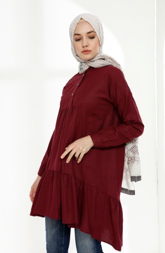 Platted Asymmetric Tunic 9014-02 Plum 9014-02