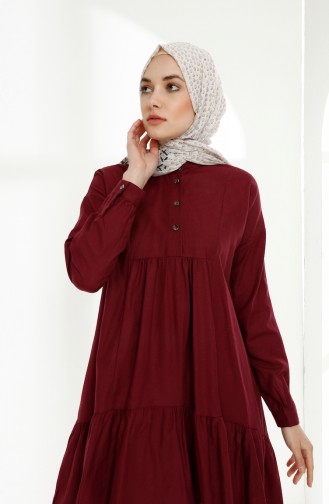 Büzgülü Asimetrik Tunik 9014-02 Mürdüm