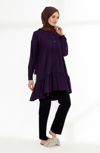 Platted Asymmetric Tunic 9014-09 Purple 9014-09