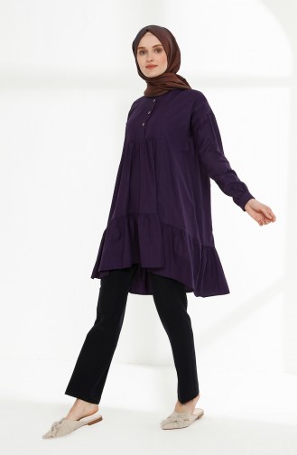 Platted Asymmetric Tunic 9014-09 Purple 9014-09