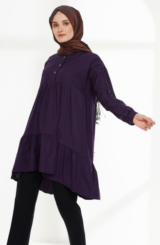 Platted Asymmetric Tunic 9014-09 Purple 9014-09