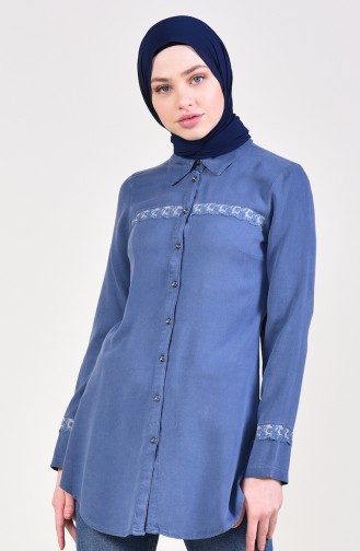 Indigo Overhemdblouse 0723-01