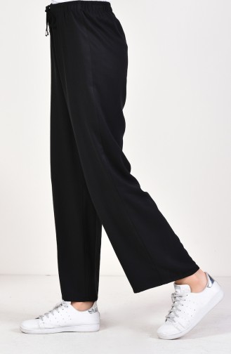 Waist Elastic linen Trousers 2086-02 Black 2086-02