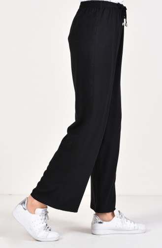 Waist Elastic linen Trousers 2086-02 Black 2086-02