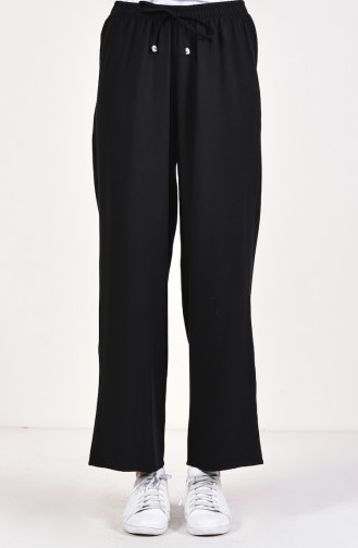 Waist Elastic linen Trousers 2086-02 Black 2086-02