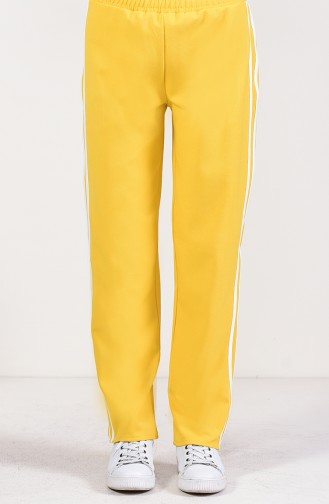 Waist Elastic Trousers 2088-02 Yellow White 2088-02