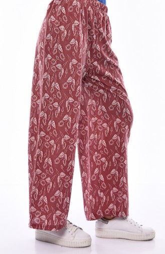 Patterned Pants Skirt 7886-01 Claret Red 7886-01
