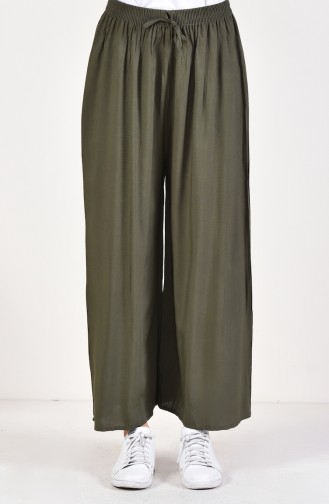 Wide Leg Summer Pants 7853-03 Khaki Green 7853-03