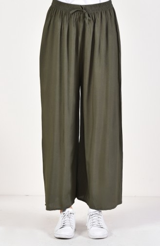 Bol Paça Yazlık Pantolon 7853-03 Haki Yeşil