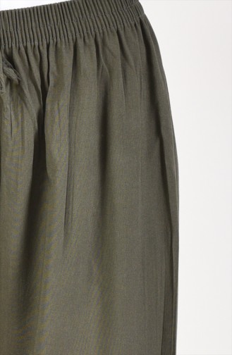 Bol Paça Yazlık Pantolon 7853-03 Haki Yeşil