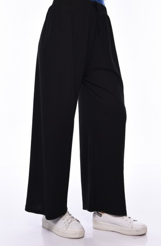 Large Size Patterned Summer Pants 7890-01 Black 7890-01