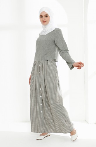 Cotton Skirt Blouse Binary Suit 5018-05 Khaki 5018-05