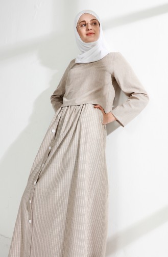 Cotton Skirt Blouse Binary Suit  5018-06 Mink 5018-06