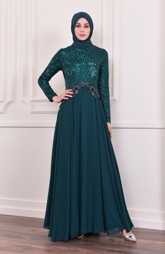 Green Hijab Evening Dress 52745-08
