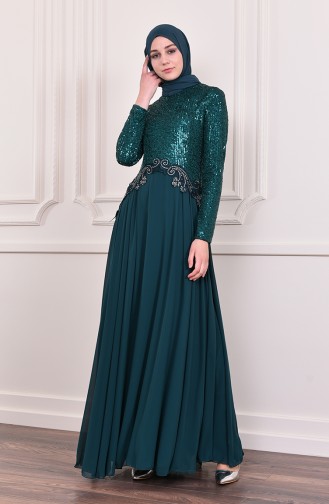 Green Hijab Evening Dress 52745-08