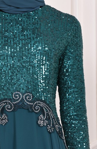 Sequin Detailed Evening Dress  52745-08 Green 52745-08