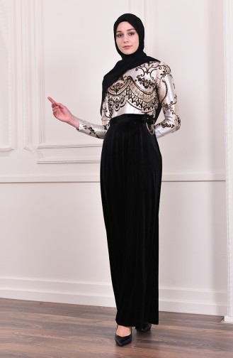 Jacquard Evening Dress 3015-01 Black 3015-01