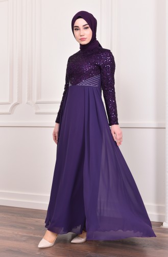 Sequin Evening Dress 3740-01 Purple 3740-01