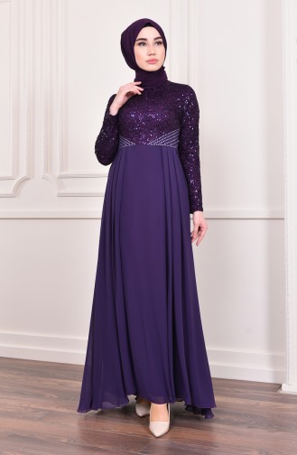 Sequin Evening Dress 3740-01 Purple 3740-01