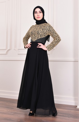 Sequin Evening Dress 3740-03 Black 3740-03