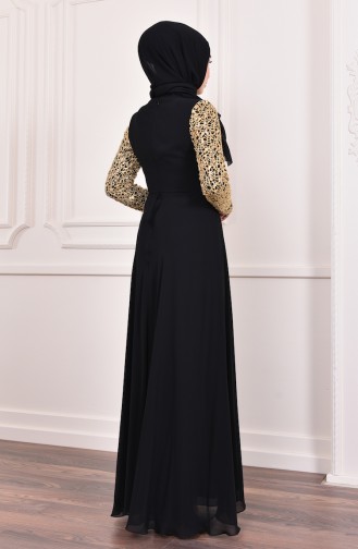 Sequin Evening Dress 3740-03 Black 3740-03
