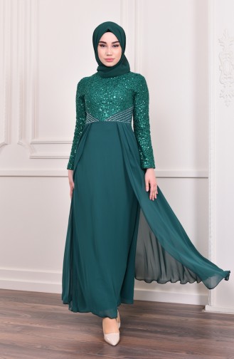 Grün Hijab-Abendkleider 3740-04