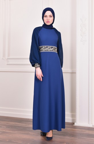 Indigo Hijab-Abendkleider 4118-05